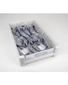 Tray filled with safety goggles